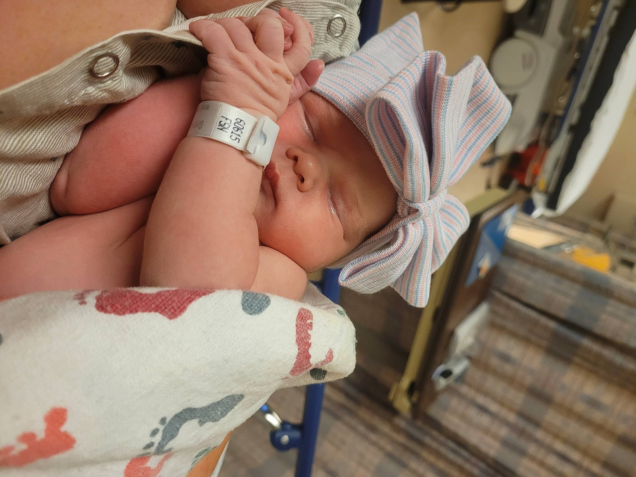 Annalise joined the competition — help win amazing prizes! baby, baby_sleeping, baby_toddler_clothing, child, comfort, elbow, eyelash, finger, hat, headwear, human_leg, knee, linens, mouth, nail, pattern, person, skin, thigh, thumb