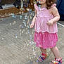 Charlie joined the competition — help win amazing prizes! toddler, child, bubble_machine, bubbles, pink_dress, rainbow_sandals, curly_hair, outdoor, concrete, flower_toy, playtime, happy, smiling, summer, casual_clothing, young_child, garden, fun, toy, daylight