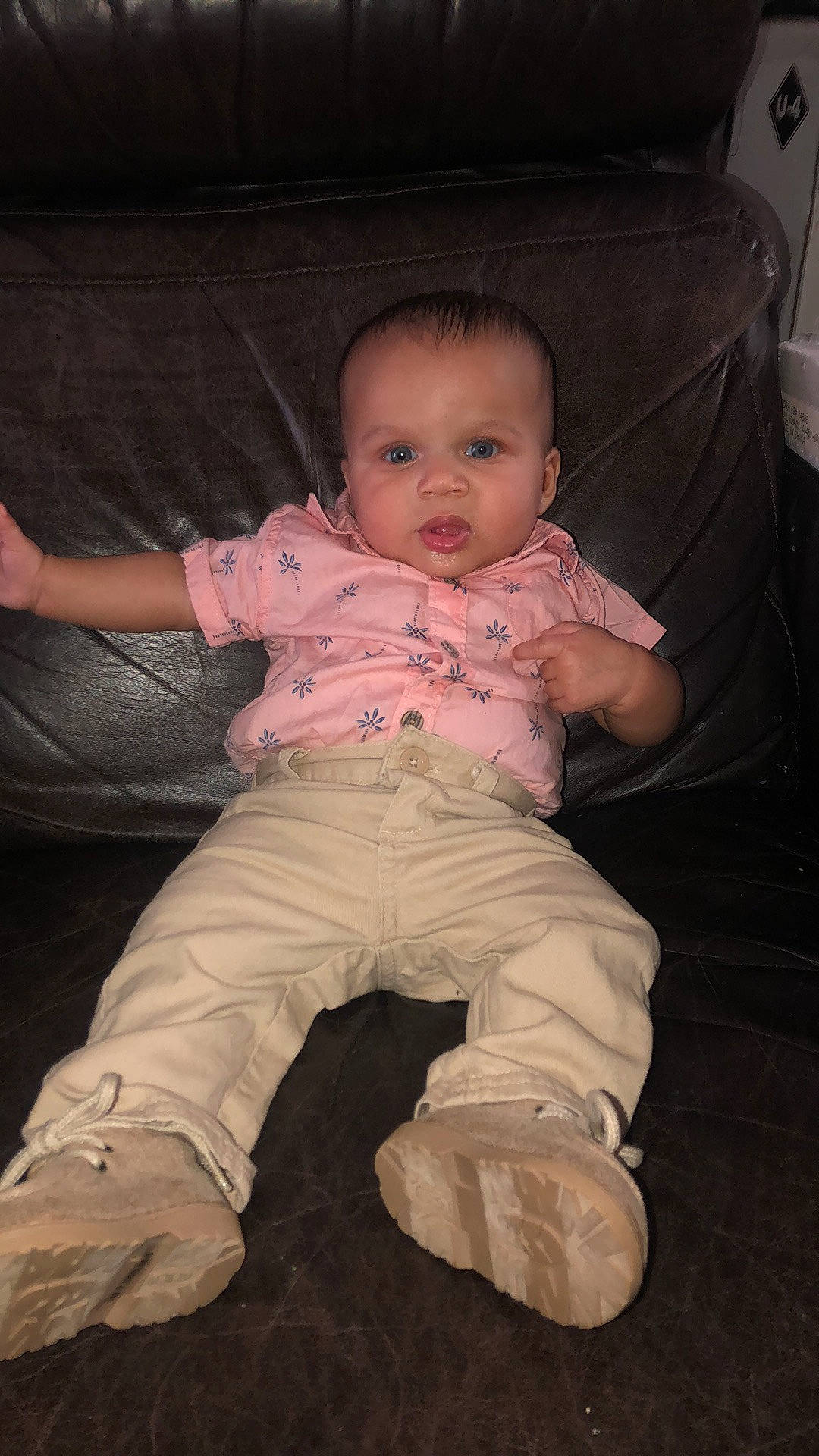 Ezrah joined the competition — help win amazing prizes! abdomen, baby, baby_toddler_clothing, cheek, chin, comfort, eye, finger, flooring, foot, fun, iris, lap, mouth, nose, person, sitting, skin, sleeve, toddler