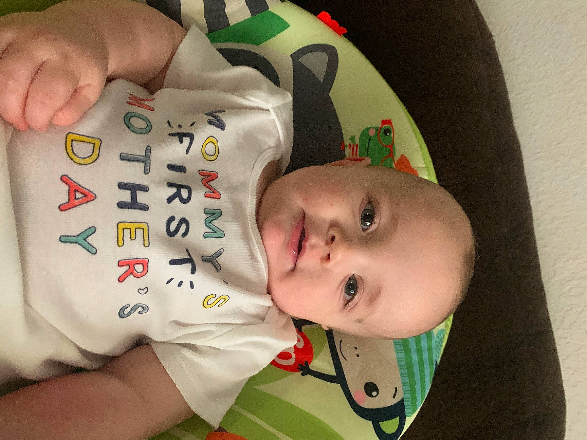 Kason is registered to the contest to win money with this photo: arm, baby, baby_products, baby_toddler_clothing, cheek, child, comfort, comfort_food, finger, green, happy, hat, nail, nose, person, room, skin, sleeve, toddler, wood