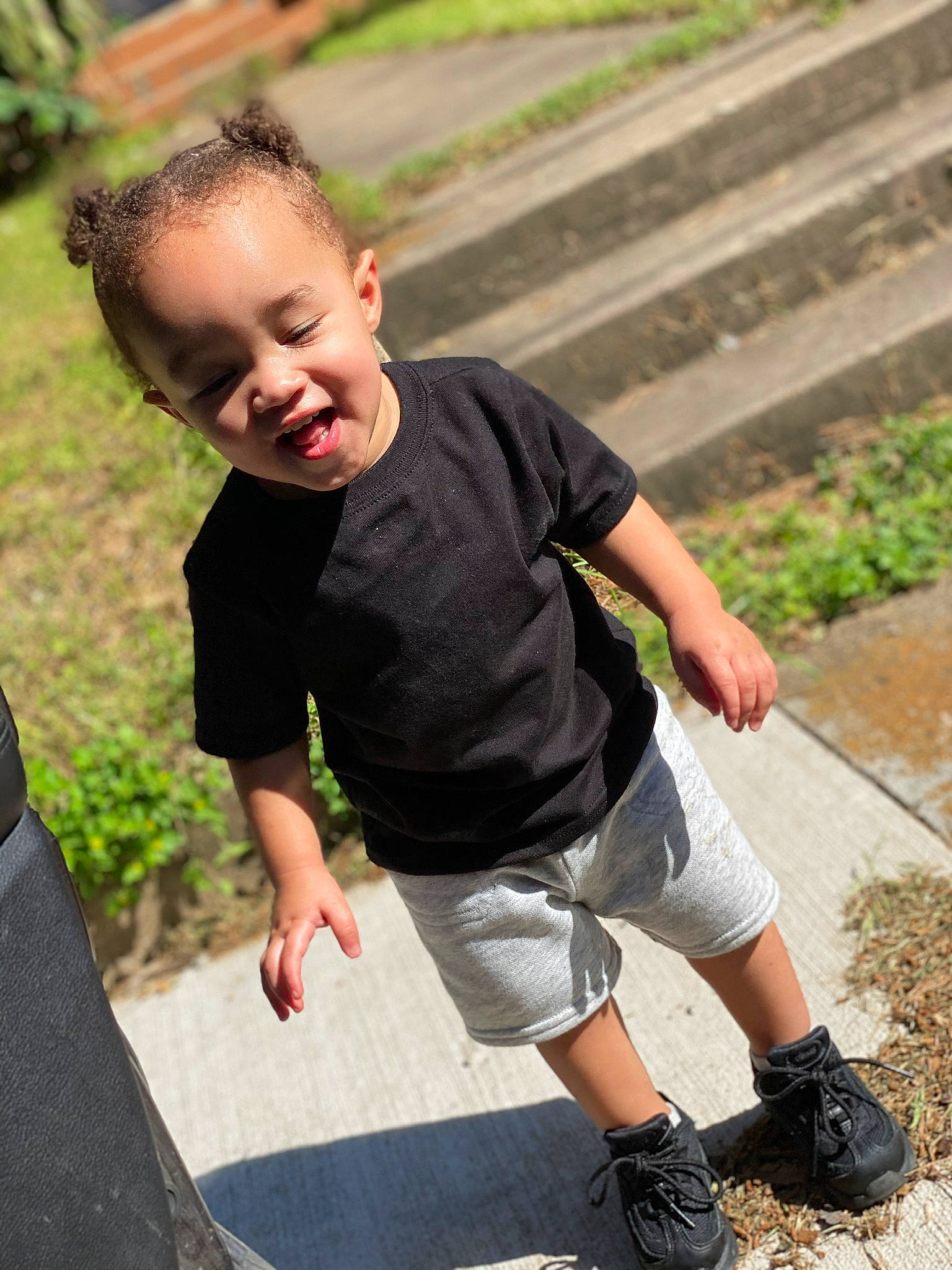 Kb Jr is registered to the contest to win money with this photo: child, cool, footwear, fun, happy, leisure, person, photography, play, recreation, shoe, smile, summer, t_shirt, toddler, tree, vacation