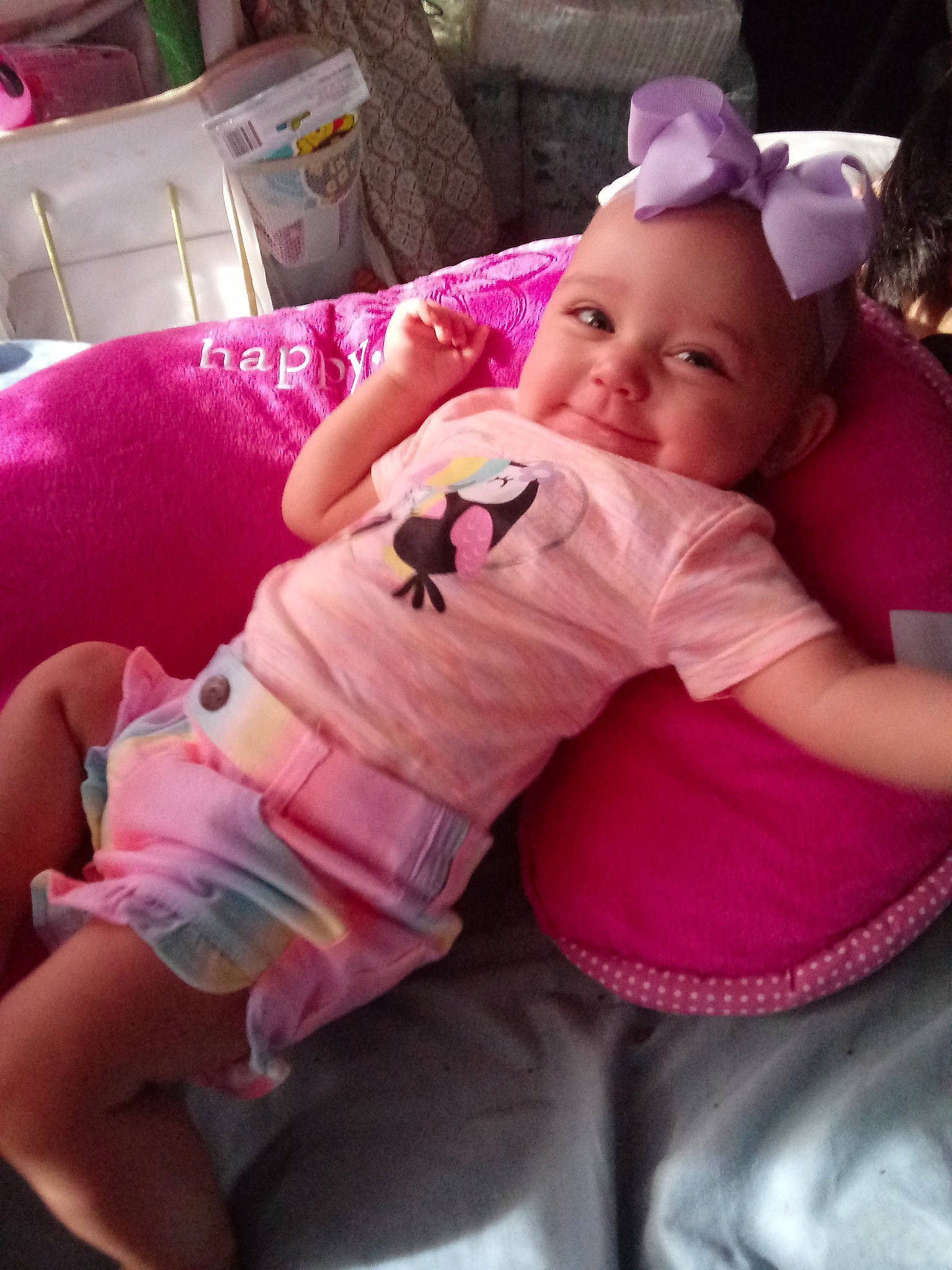 Ravyn joined the competition — help win amazing prizes! baby, baby_products, baby_toddler_clothing, cheek, child, finger, person, pink, product, skin, toddler