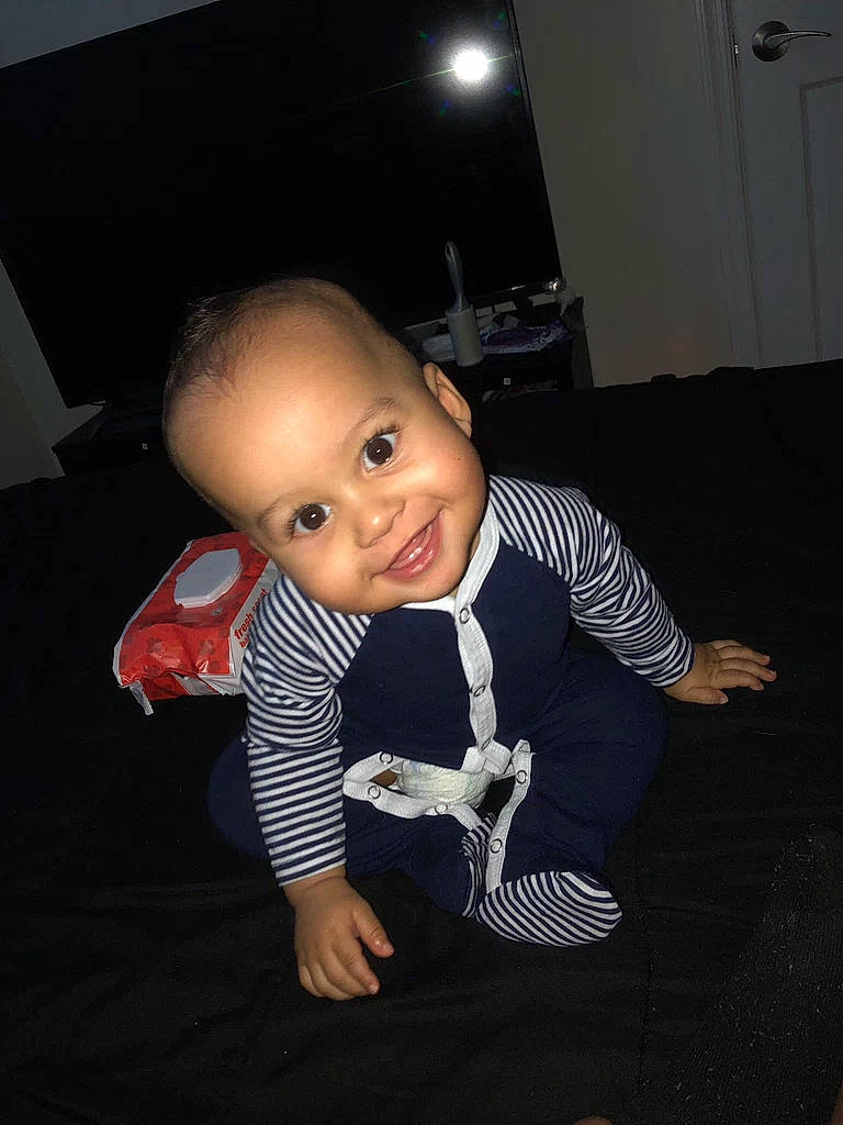 Cason joined the competition — help win amazing prizes! baby, cheek, child, electronic_device, eye, fun, head, joy, person, sitting, skin, smile, standing, t_shirt, toddler