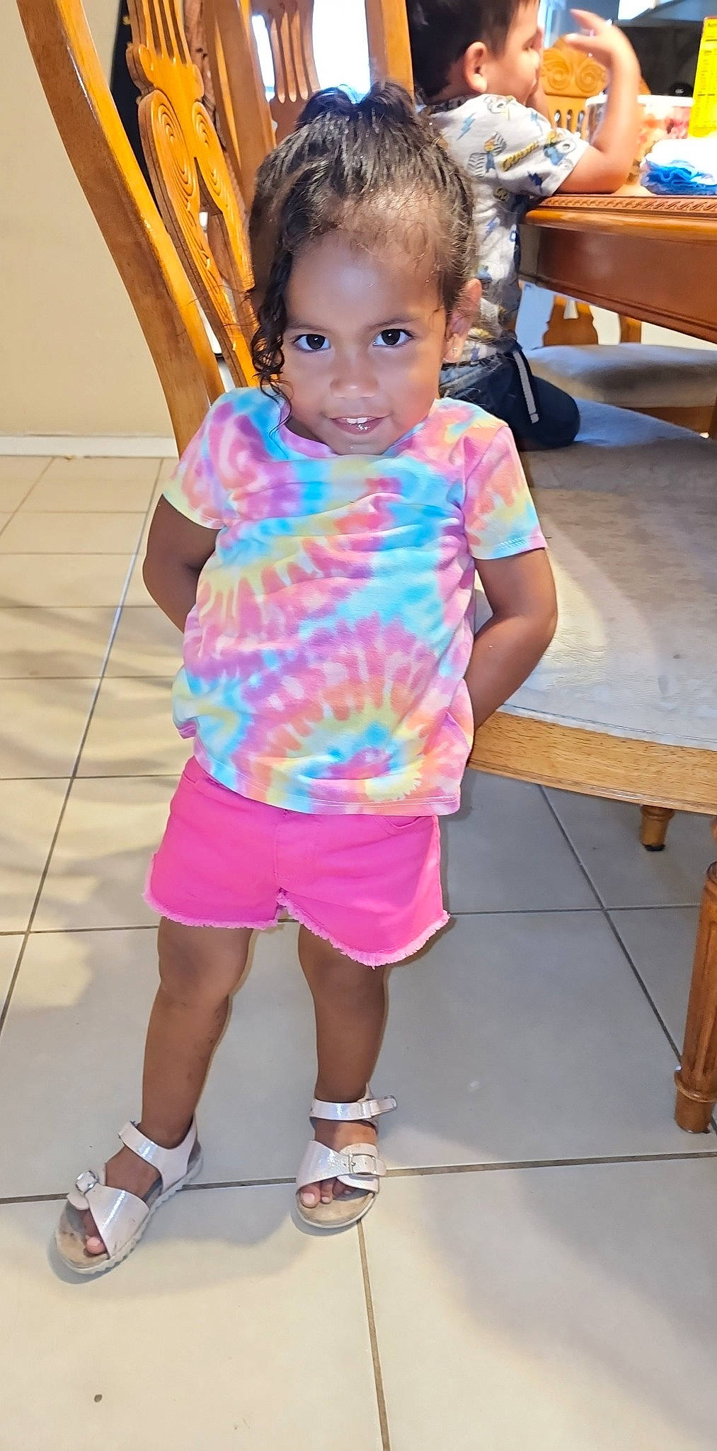 Jacklyn joined the competition — help win amazing prizes! baby_toddler_clothing, bench, child, eye, fun, hair, happy, joint, leg, leisure, magenta, people, person, pink, purple, sandal, shorts, sleeve, summer, toddler