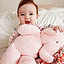 Dorothy joined the competition — help win amazing prizes! baby, babylaughing, bed, bedroom, blanket, cushion, face, furniture, happy, head, homedecor, indoors, newborn, person, photography, portrait, room, smile, teddybear, toy