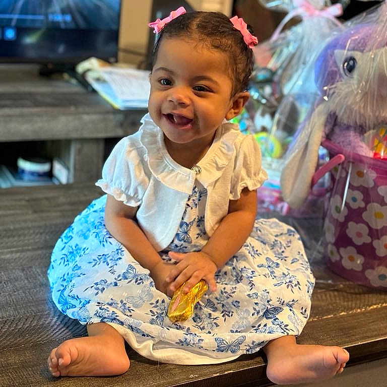 Isabella joined the competition — help win amazing prizes! child, clothing, computerhardware, dress, electronics, face, female, furniture, girl, happy, hardware, head, laughing, monitor, person, photography, portrait, screen, sitting, tv