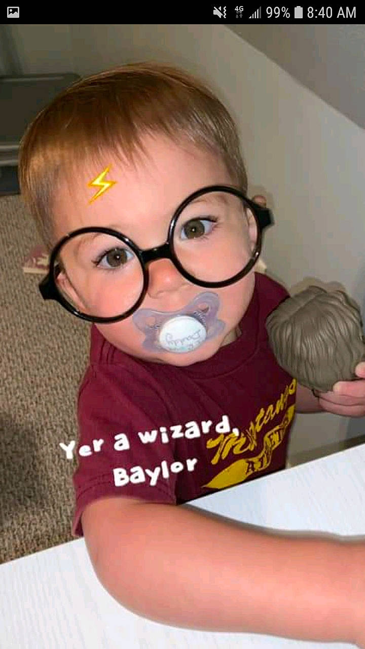 Baylor joined the competition — help win amazing prizes! active_shirt, baby_toddler_clothing, cheek, cool, curious, eye_glass_accessory, eyewear, fun, glasses, hair_coloring, person, product, shirt, t_shirt, top, vision_care