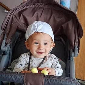 Patrik Conor is registered to the contest to win money with this photo: auto_part, baby, baby_carriage, baby_products, baby_safety, baby_toddler_clothing, cap, car_seat, cheek, child, comfort, face, fun, happy, iris, joy, person, product, sitting, sleeve