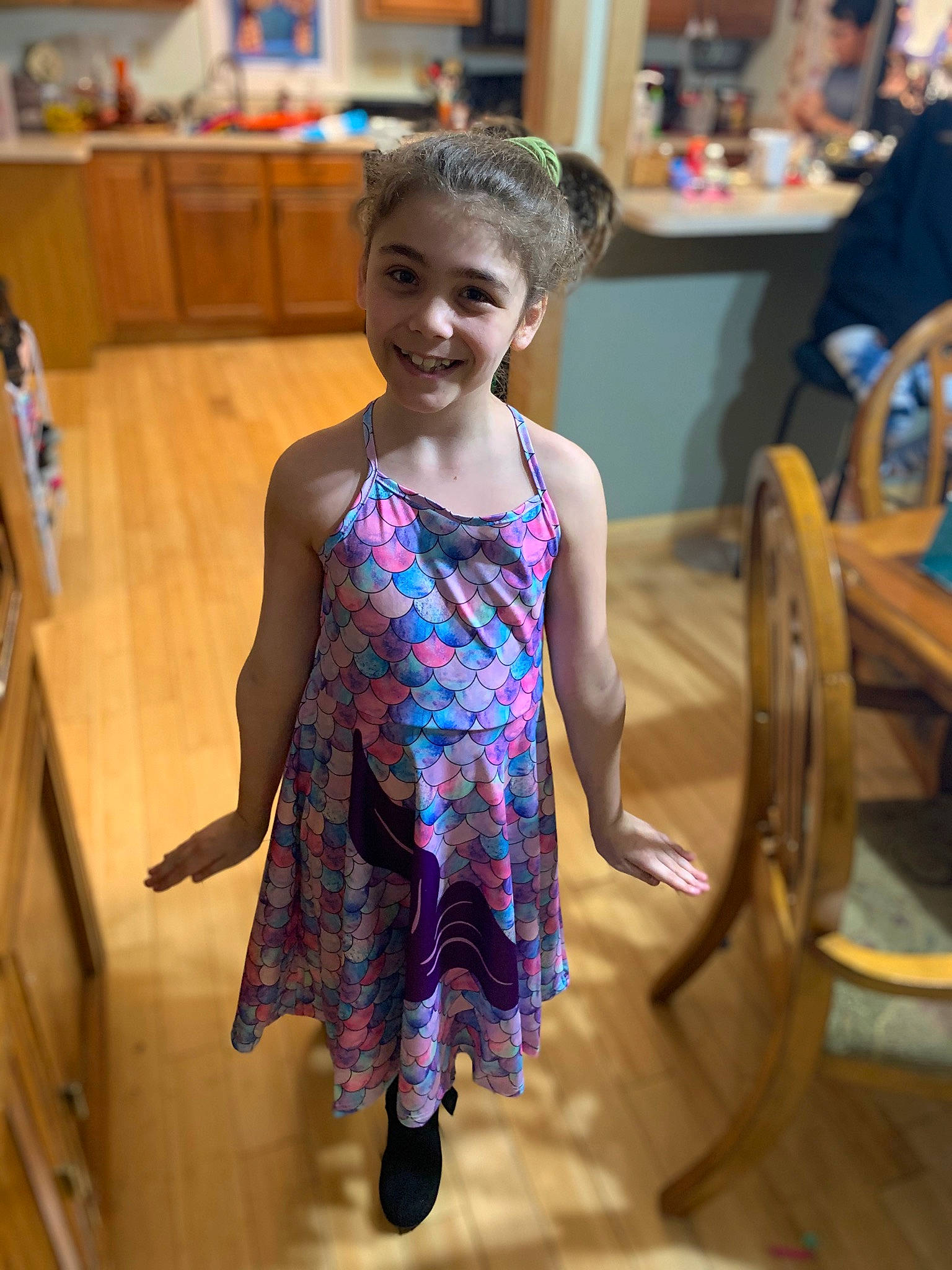 Audra joined the competition — help win amazing prizes! chair, child, electric_blue, event, fashion_design, floor, flooring, fun, happy, human_leg, jewellery, joy, leisure, magenta, person, purple, room, sandal, smile, toddler