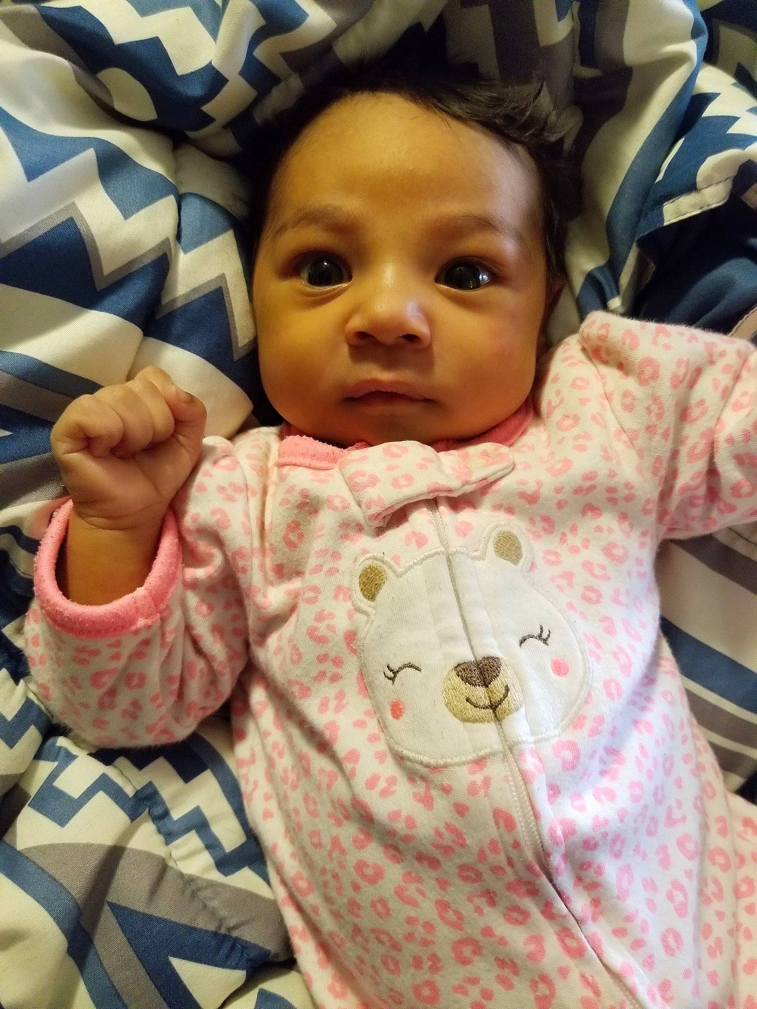 Shaylynn is registered to the contest to win money with this photo: cheek, child, eye, face, finger, girl, head, infant, iris, nose, person, pink, product, skin, smile, textile, toddler