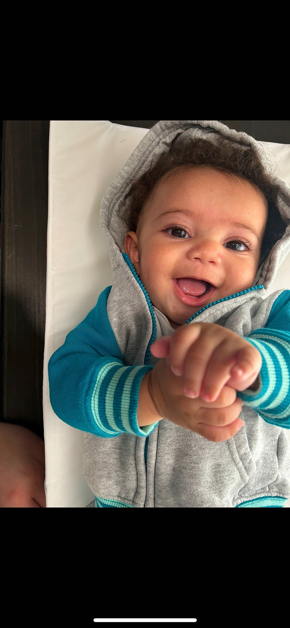 Sincere joined the competition — help win amazing prizes! baby, baby_toddler_clothing, cheek, child, cool, electric_blue, flash_photography, gesture, happy, iris, laugh, nose, outerwear, person, portrait_photography, sleeve, smile, textile, thumb, toddler