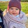 Alix participe au concours pour gagner de l'argent avec cette photo : baby, child, blue_eyes, pink_blanket, knit_hat, bear_ears, smile, outdoor, sunny, grass, face, portrait, warm_clothing, cute, infant, person, happy, nature, closeup, daylight