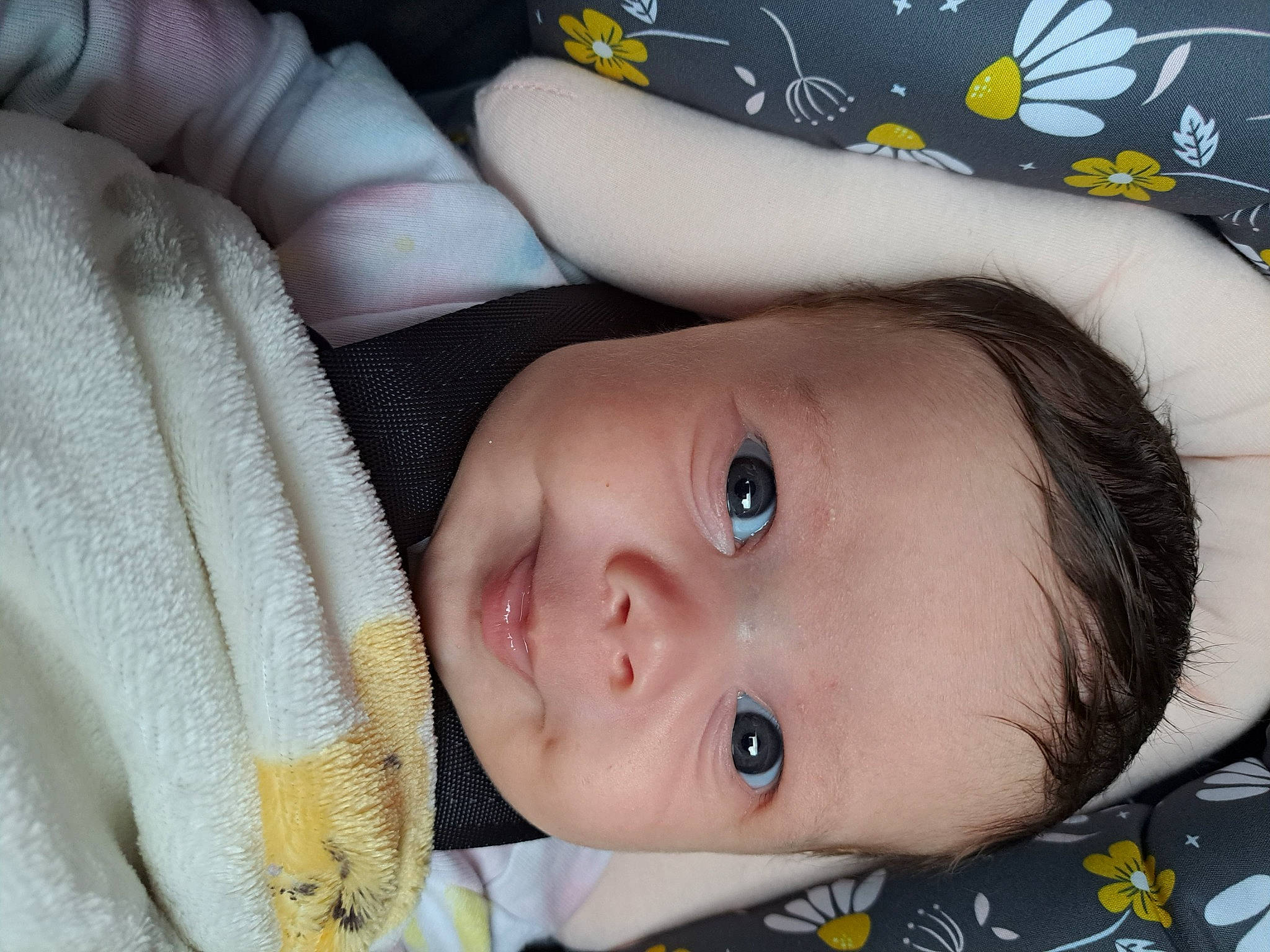 Aria is registered to the contest to win money with this photo: baby, baby_toddler_clothing, cheek, child, comfort, eye, eyebrow, eyelash, face, happy, head, iris, lip, nose, organ, person, skin, smile, toddler, white