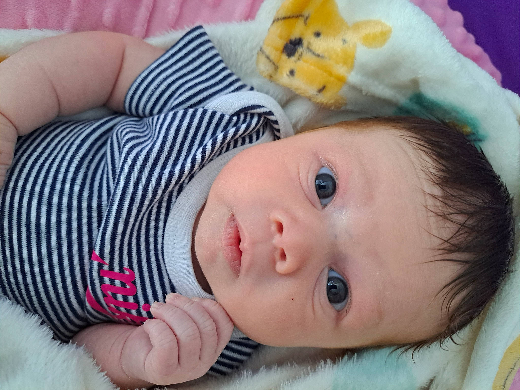 Aria joined the competition — help win amazing prizes! baby, baby_products, baby_toddler_clothing, cheek, child, eyelash, face, fur, headgear, iris, lip, nose, pattern, person, pink, skin, sleeve, stuffed_toy, textile, toddler