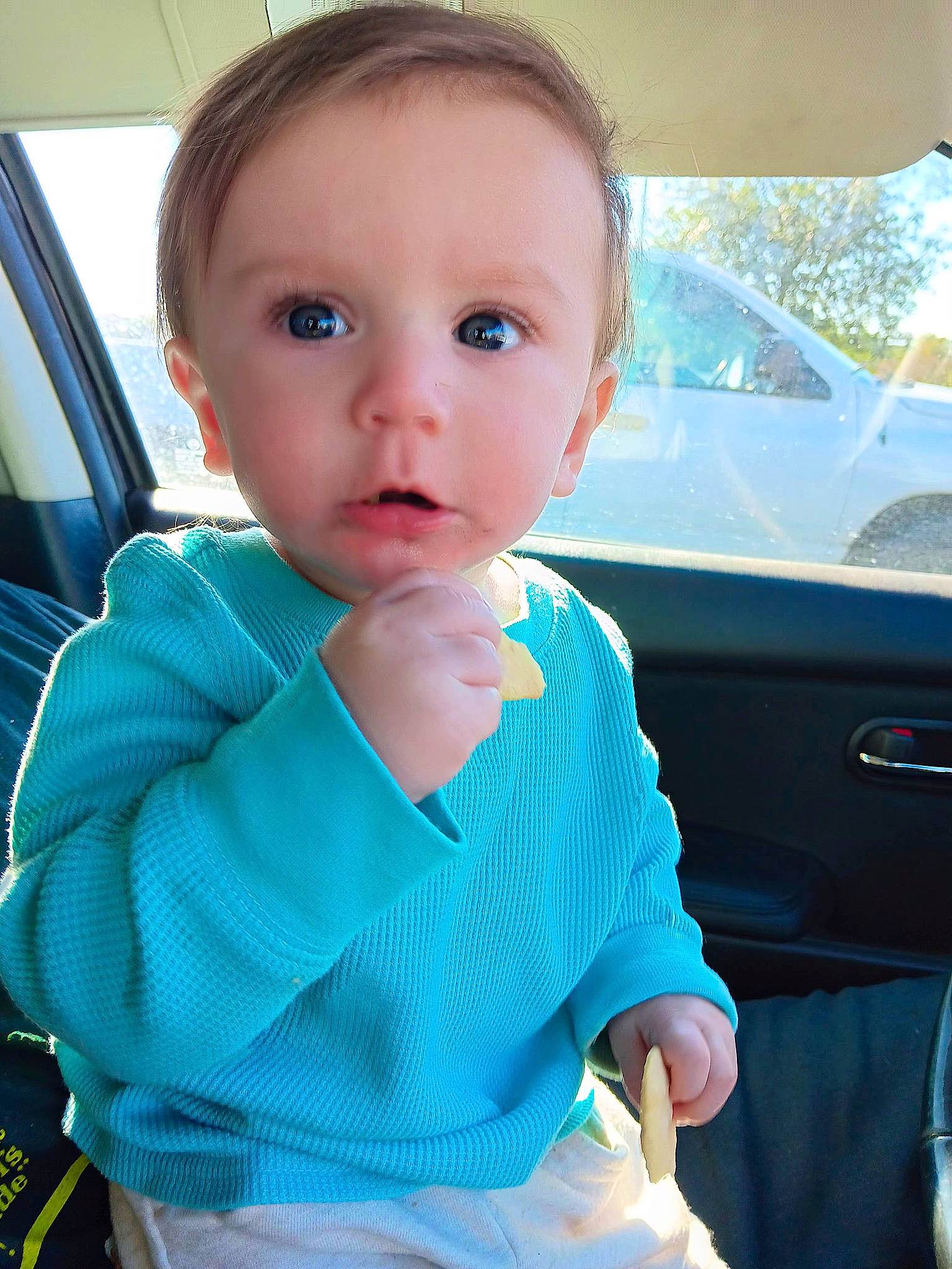 Sasha joined the competition — help win amazing prizes! auto_part, automotive_design, automotive_exterior, azure, baby, baby_toddler_clothing, car, car_seat, child, electric_blue, family_car, fun, hairstyle, mammal, motor_vehicle, person, seat_belt, skin, toddler, vehicle_door