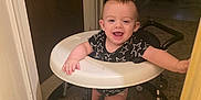 Rowdie joined the competition — help win amazing prizes! baby, carpet, child, clothing, cute, doorway, face, floor, hand, happy, head, home, indoor, infant, legs, person, smiling, standing, toy, walker