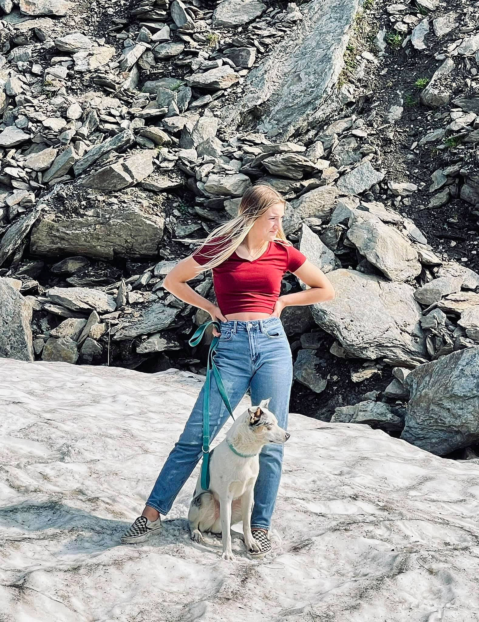 Gunnar joined the competition — help win amazing prizes! bedrock, companion_dog, denim, electric_blue, formation, freezing, fun, geological_phenomenon, landscape, leisure, outcrop, people, people_in_nature, recreation, rock, street_fashion, sunglasses, travel, tree, trunk