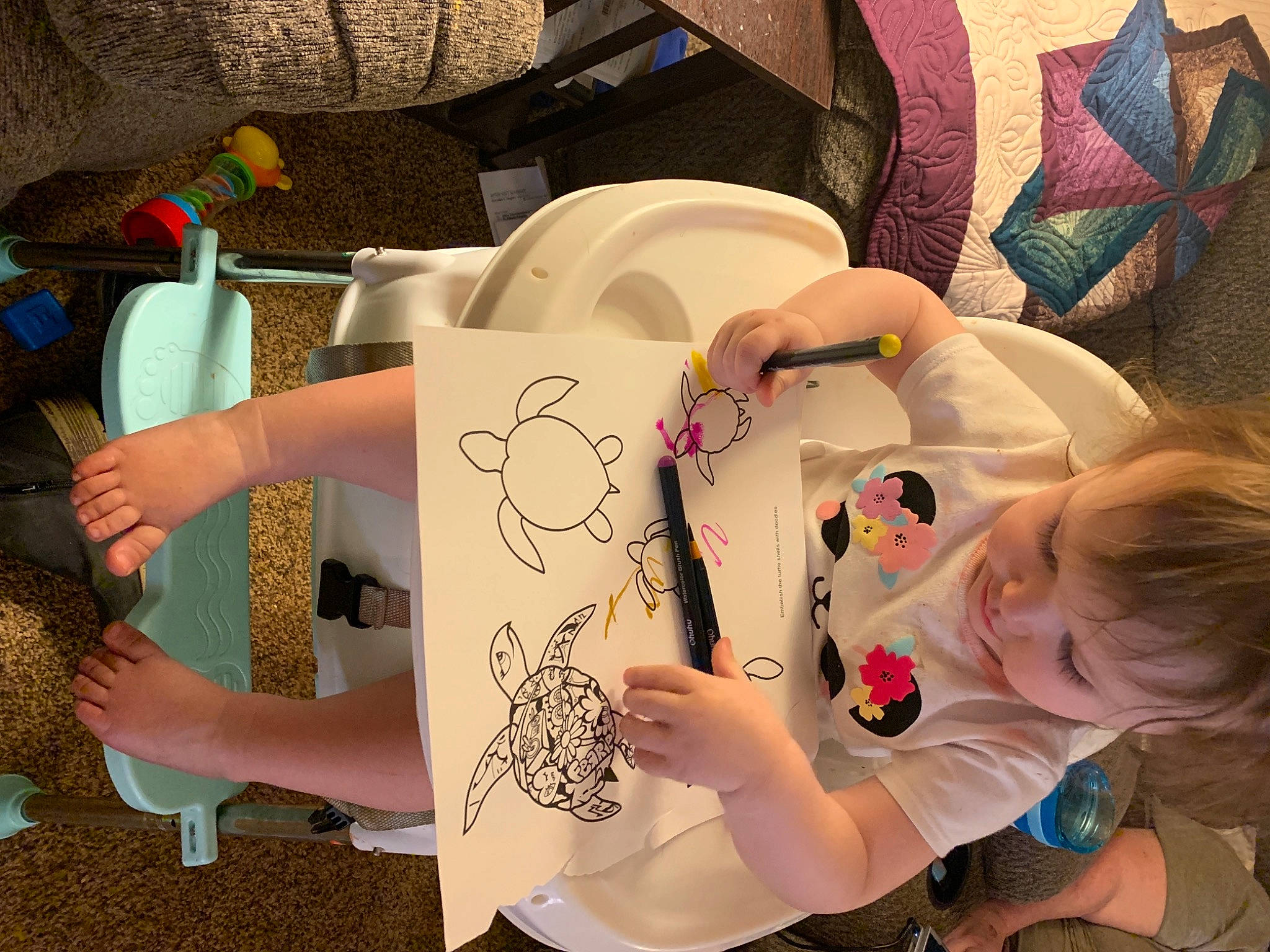 Skylar is registered to the contest to win money with this photo: art, artist, carmine, child, drawing, finger, illustration, ink, nail, pattern, person, room, t_shirt, tableware, tattoo, textile, toddler, visual_arts, writing, writing_implement