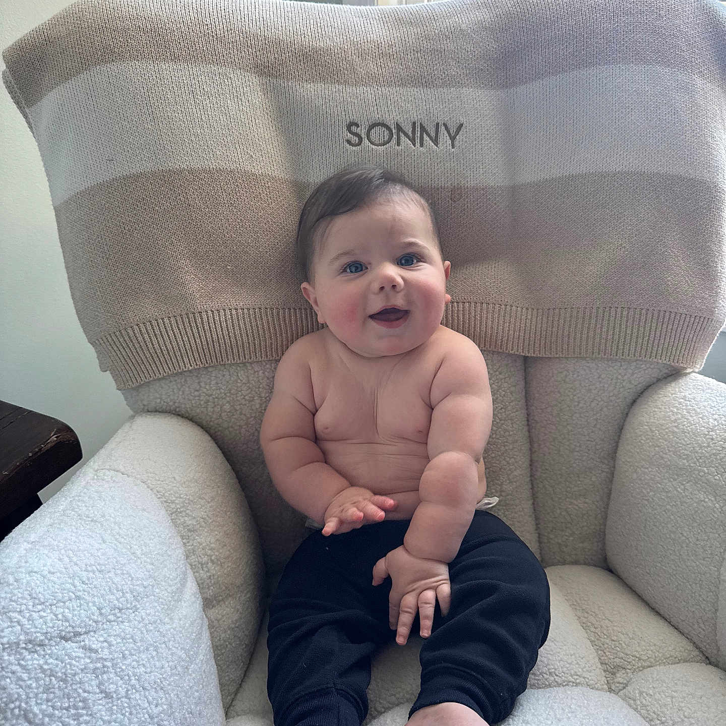 Sonny joined the competition — help win amazing prizes! architecture, armchair, baby, bodypart, building, chair, clothing, couch, cushion, face, finger, furniture, hand, head, homedecor, pants, person, photography, portrait, sitting