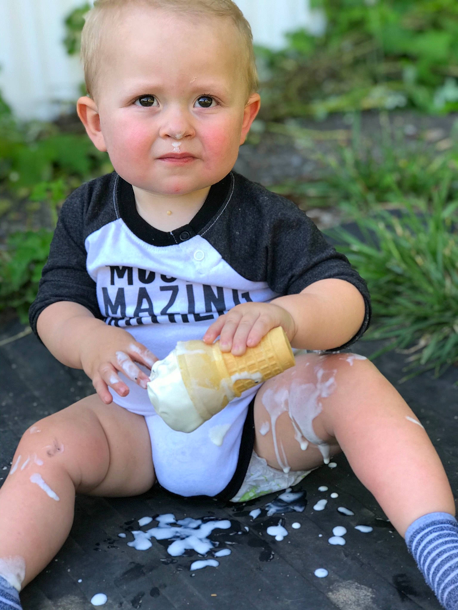 Karsen joined the competition — help win amazing prizes! baby_toddler_clothing, cool, dress, face, facial_expression, finger, grass, hairstyle, hand, happy, head, people_in_nature, person, pink, plant, skin, t_shirt, thigh, toddler, vertebrate