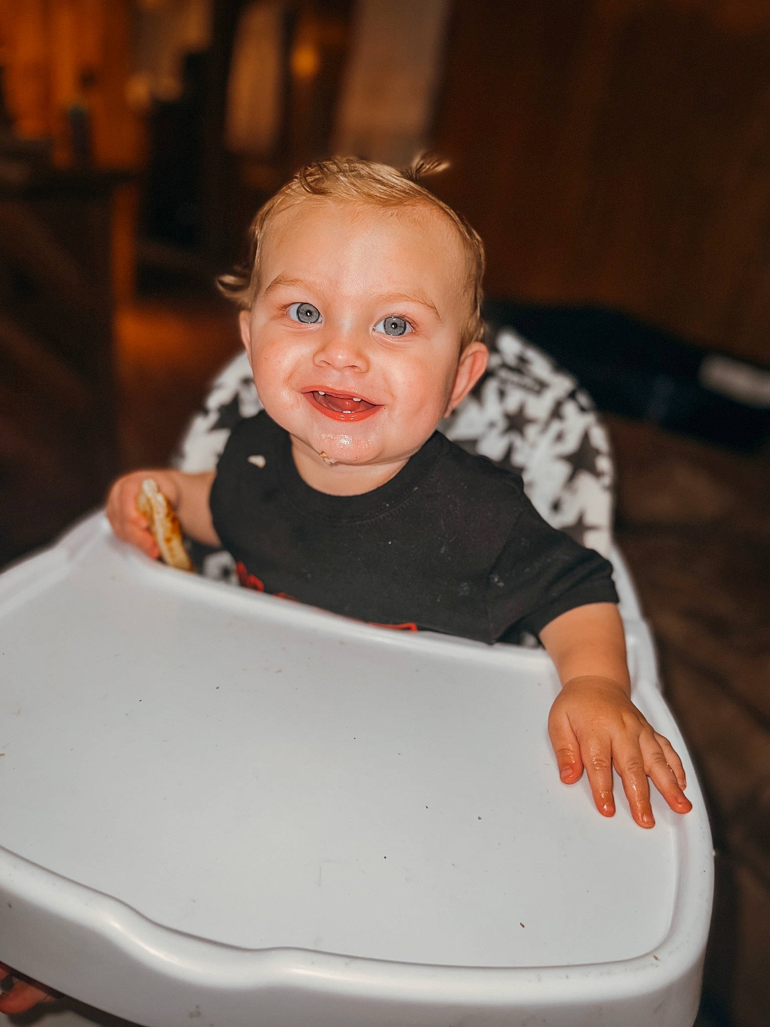 Kamden is registered to the contest to win money with this photo: baby, baby_products, baby_safety, baby_toddler_clothing, chair, cheek, child, chin, comfort, fun, happy, joy, laugh, person, play, room, sitting, sleeve, smile, t_shirt