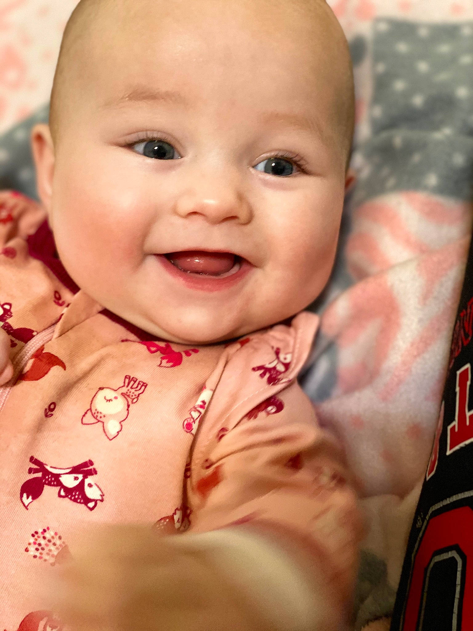 Kaykay joined the competition — help win amazing prizes! arm, baby, baby_toddler_clothing, cheek, chin, collar, dress, eye, face, gesture, hand, happy, head, iris, joy, lip, nose, person, pink, skin