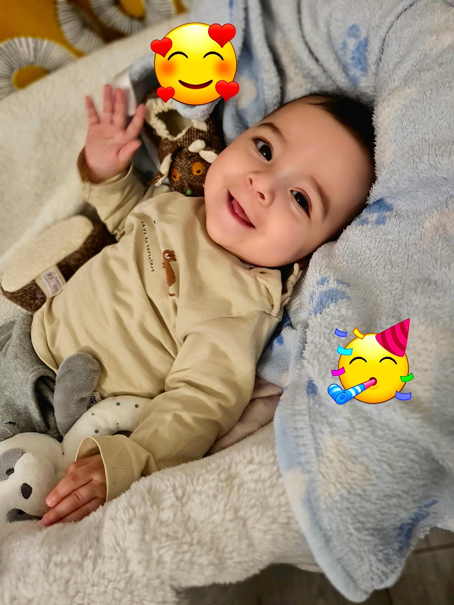 Filip joined the competition — help win amazing prizes! baby, baby_toddler_clothing, child, comfort, eye, face, fun, happy, head, joy, mammal, person, room, sitting, sleeve, smile, stuffed_toy, textile, toddler, vertebrate