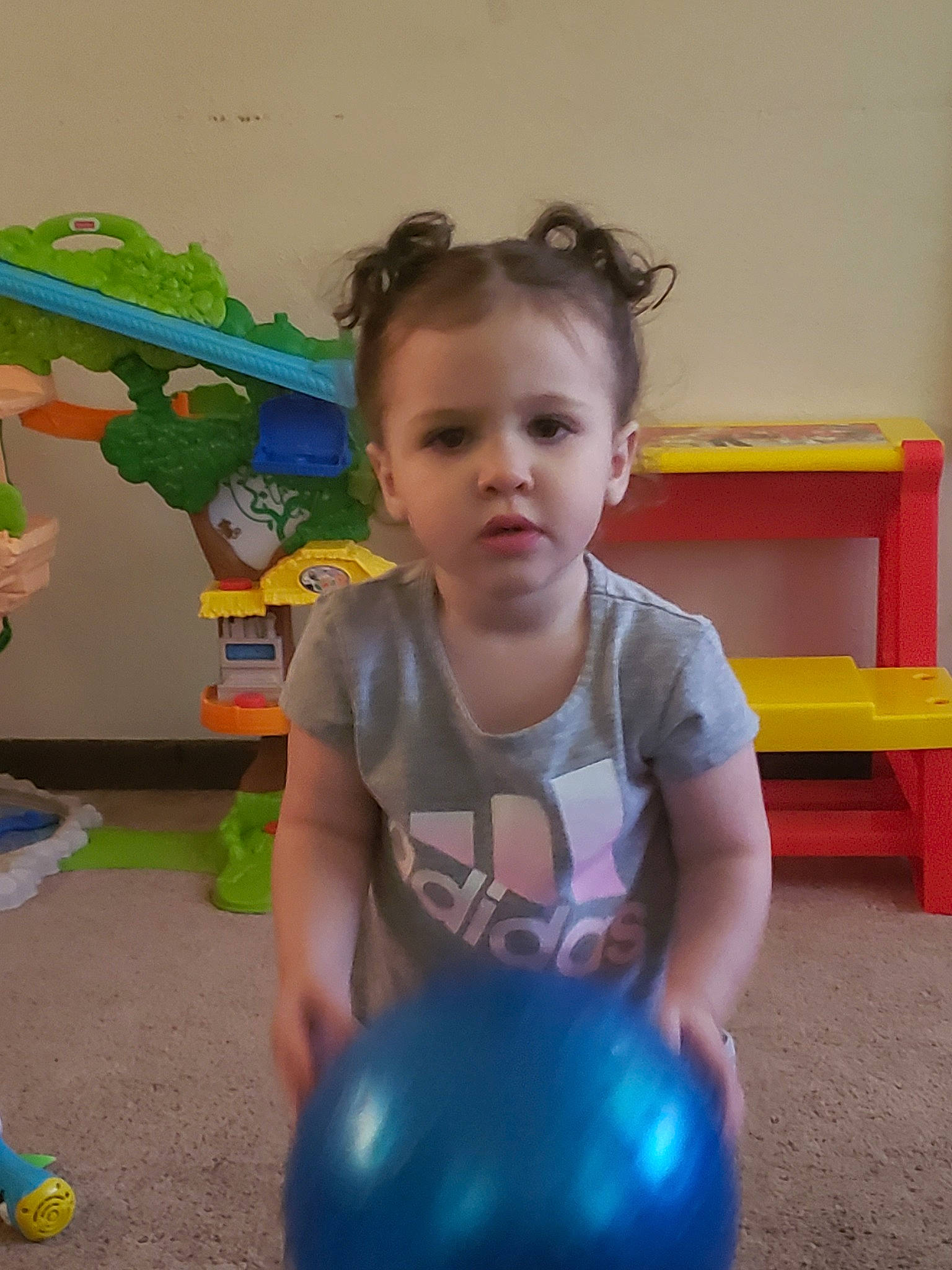 Layanna joined the competition — help win amazing prizes! ball, child, person, play, smile, toddler