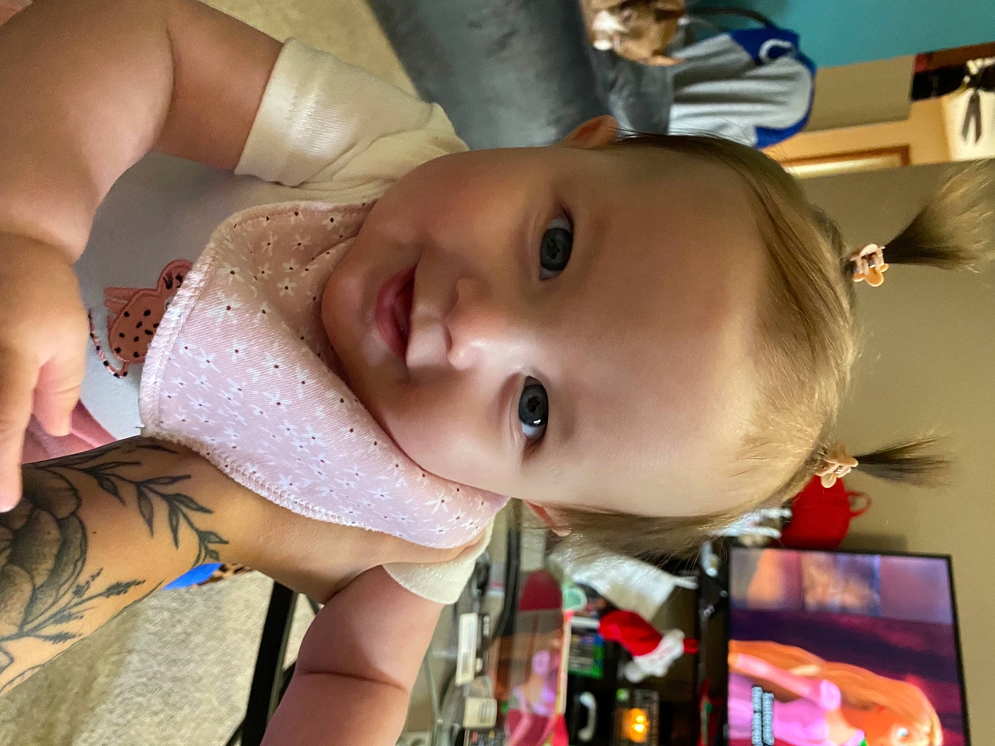 Sawyer is registered to the contest to win money with this photo: baby, baby_toddler_clothing, cheek, chin, ear, eye, eyelash, facial_expression, fun, happy, iris, lip, mouth, neck, nose, person, photograph, product, skin, smile