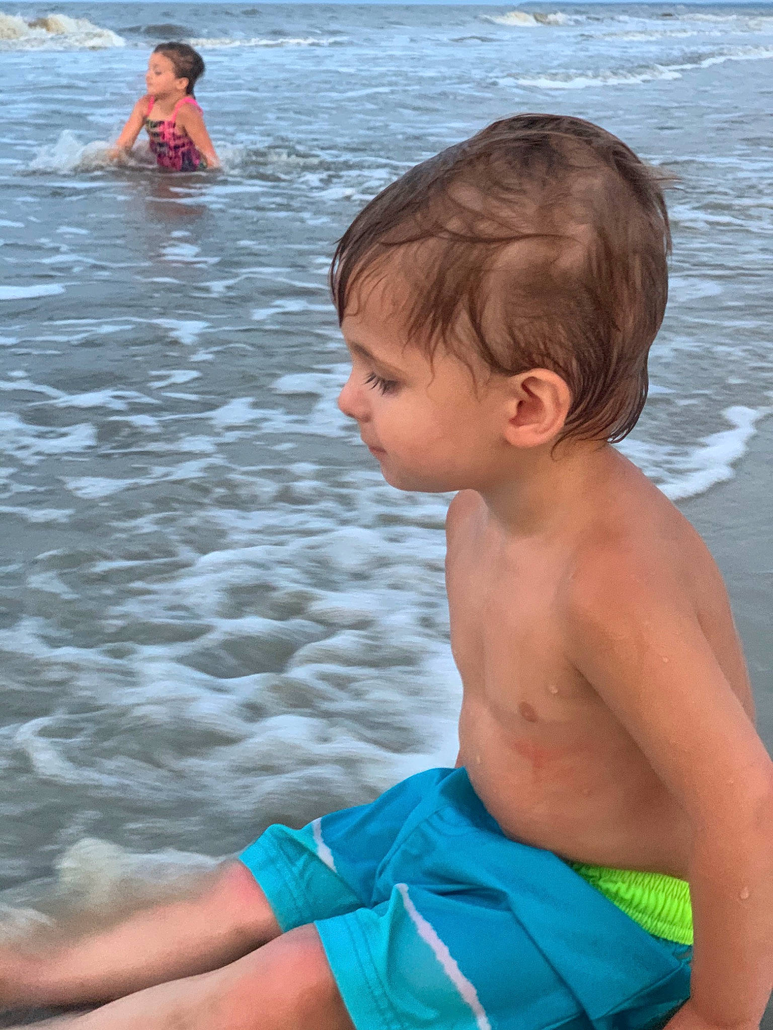 River is registered to the contest to win money with this photo: barechested, chest, child, fun, leisure, muscle, neck, person, play, recreation, sea, sitting, summer, toddler, trunk, vacation