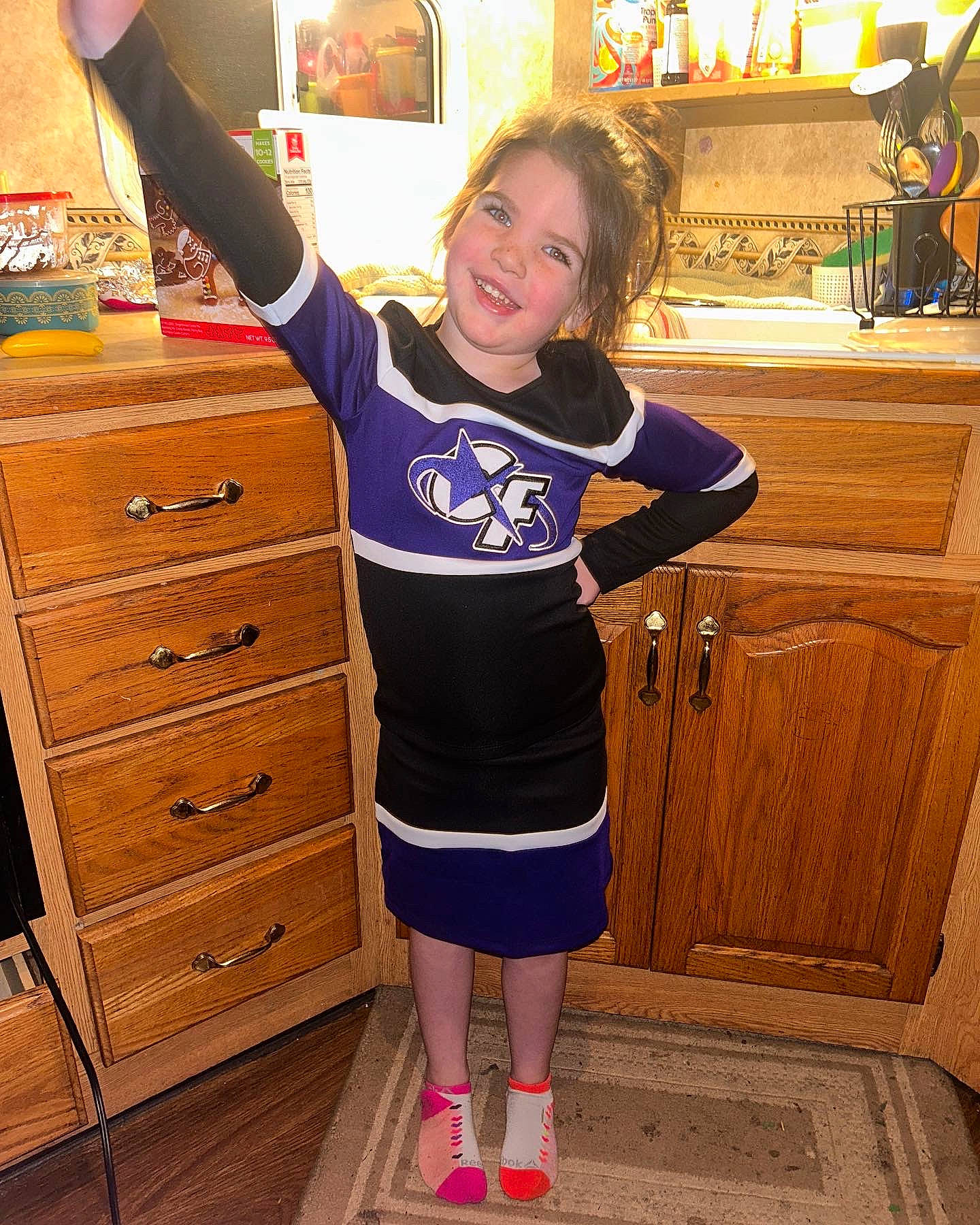 Hazel joined the competition — help win amazing prizes! cabinetry, drawer, fashion_design, flooring, hair, happy, human_body, human_leg, joy, knee, leg, outerwear, person, sleeve, smile, standing, textile, thigh, trunk, waist