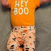 Sarah-Kate joined the competition — help win amazing prizes! baby, bow, candy_corn, child, cute, face, footwear, ghost, halloween_theme, hands, happy, headband, infant, lying_down, orange_clothing, pants, pumpkin, smiling, sneakers, soft_surface