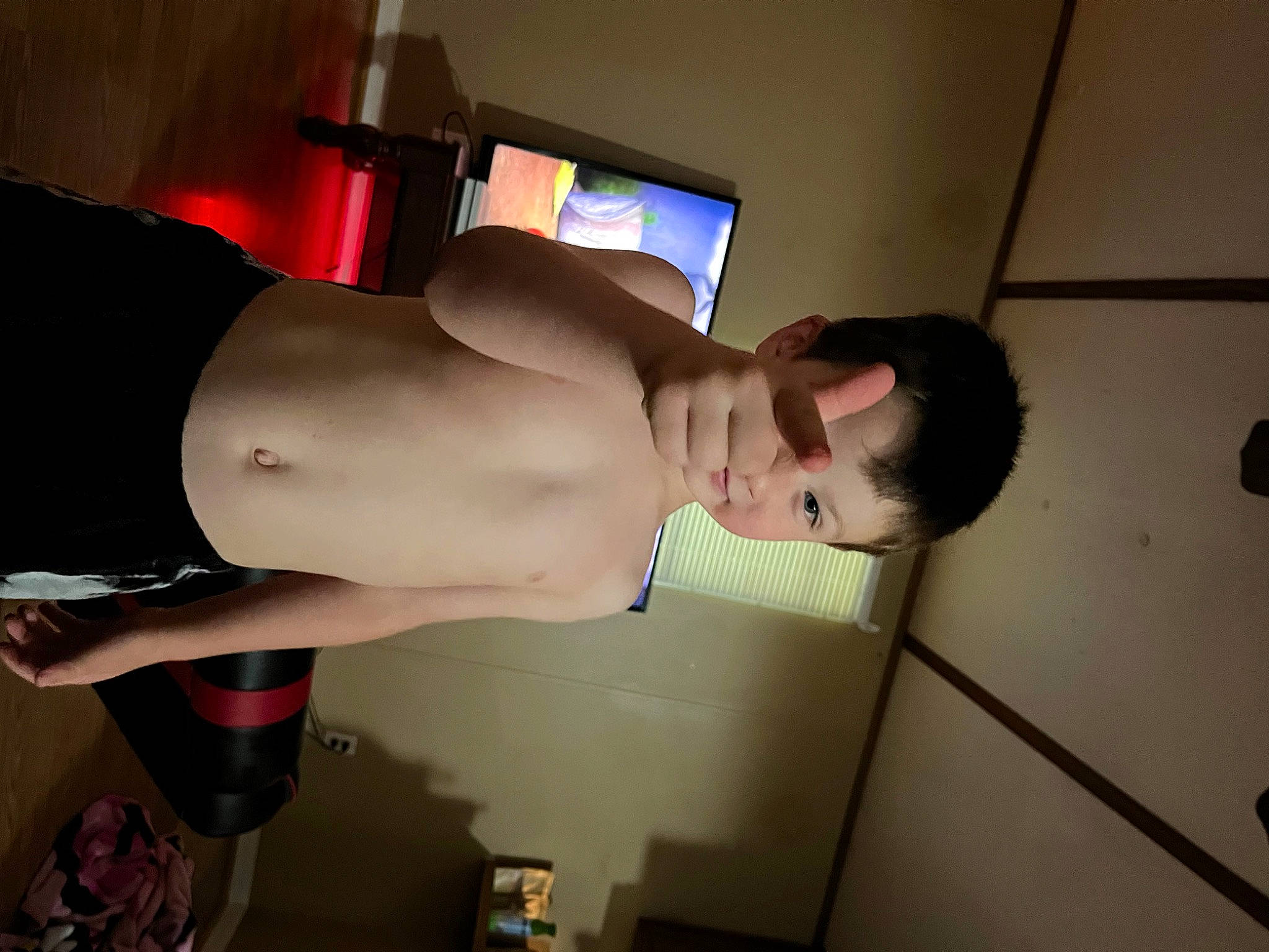 Phillip joined the competition — help win amazing prizes! abdomen, barechested, black_hair, chest, comfort, elbow, finger, foot, hip, human_leg, joint, knee, laptop, navel, person, shoulder, stomach, thigh, trunk, waist