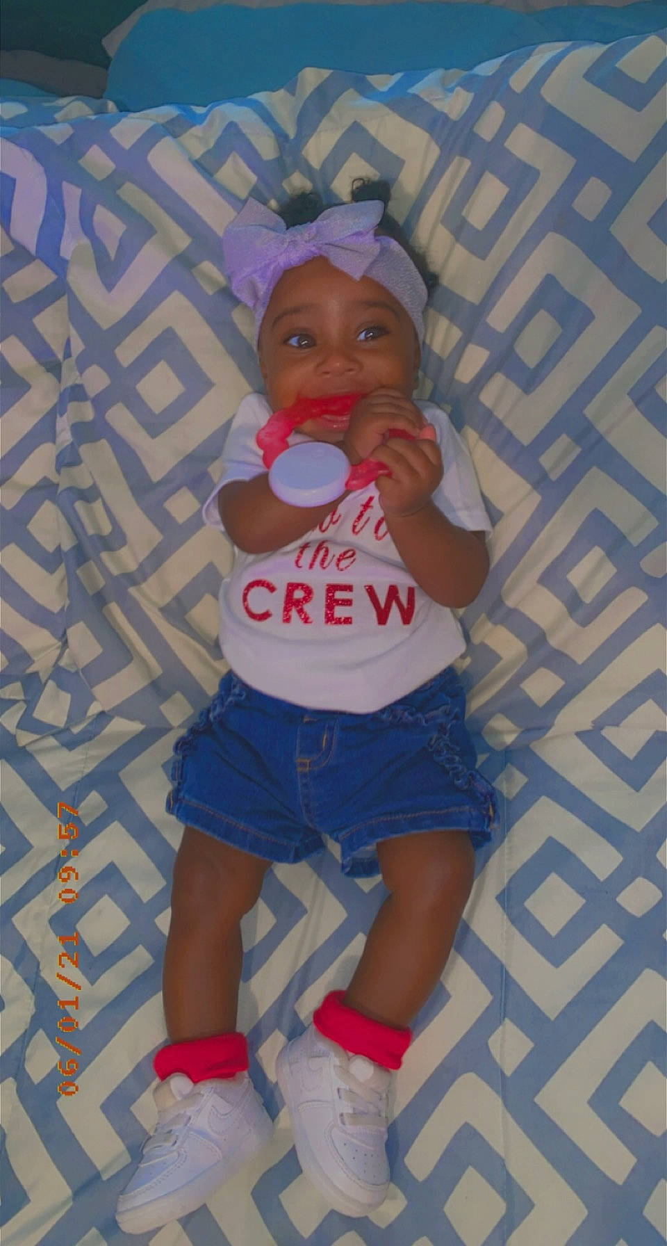 K Royalty joined the competition — help win amazing prizes! baby_toddler_clothing, electric_blue, foot, fun, happy, headwear, human_body, human_leg, knee, leg, pattern, person, pink, shorts, sleeve, t_shirt, thigh, thumb, toddler, toy