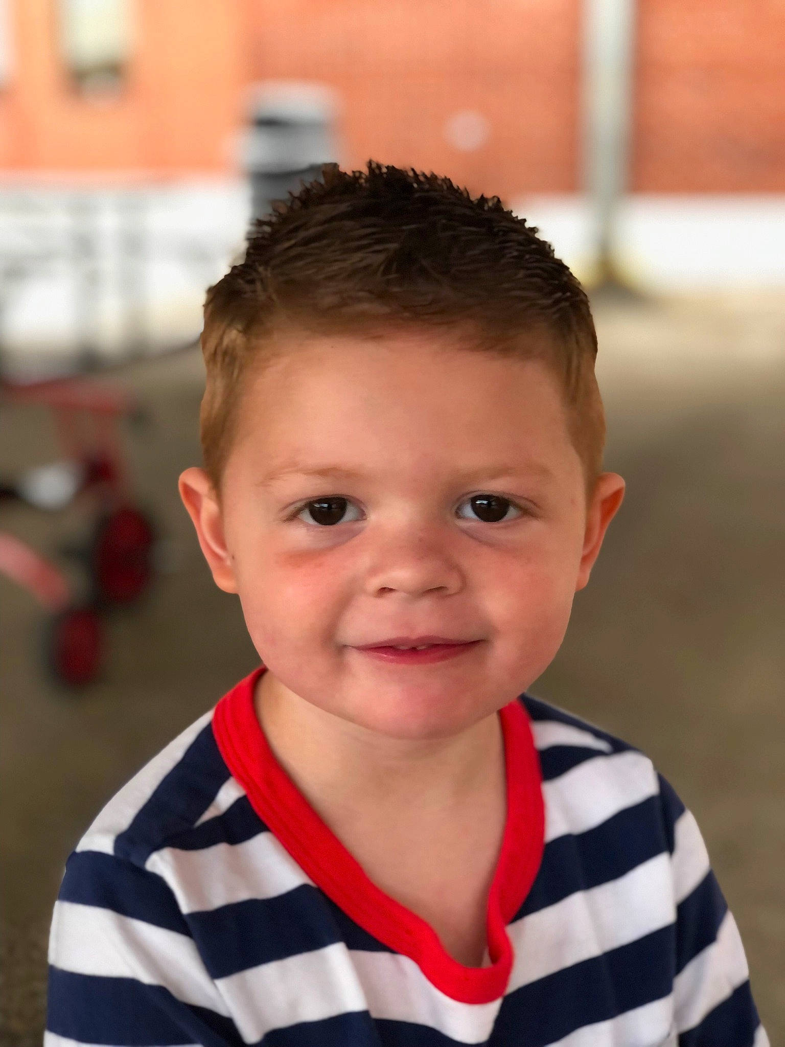 Trystan joined the competition — help win amazing prizes! caesar_cut, cheek, child, chin, crew_cut, eyelash, facial_expression, forehead, fun, hairstyle, happy, joy, nose, person, portrait_photography, sleeve, smile, t_shirt, toddler, vacation
