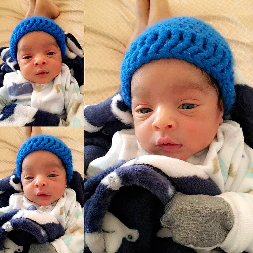 Antwone is registered to the contest to win money with this photo: baby, baby_products, beanie, bonnet, cap, child, crochet, ear, face, fur, hat, head, headgear, headwear, knit_cap, outerwear, people, person, product, sibling