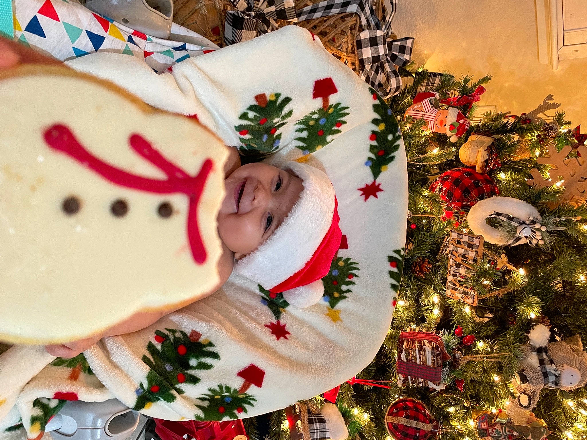 Jayleen joined the competition — help win amazing prizes! carmine, christmas, christmas_decoration, christmas_eve, christmas_ornament, christmas_tree, conifer, event, happy, hat, headwear, holiday, holiday_ornament, interior_design, joy, ornament, person, plant, smile, snowman