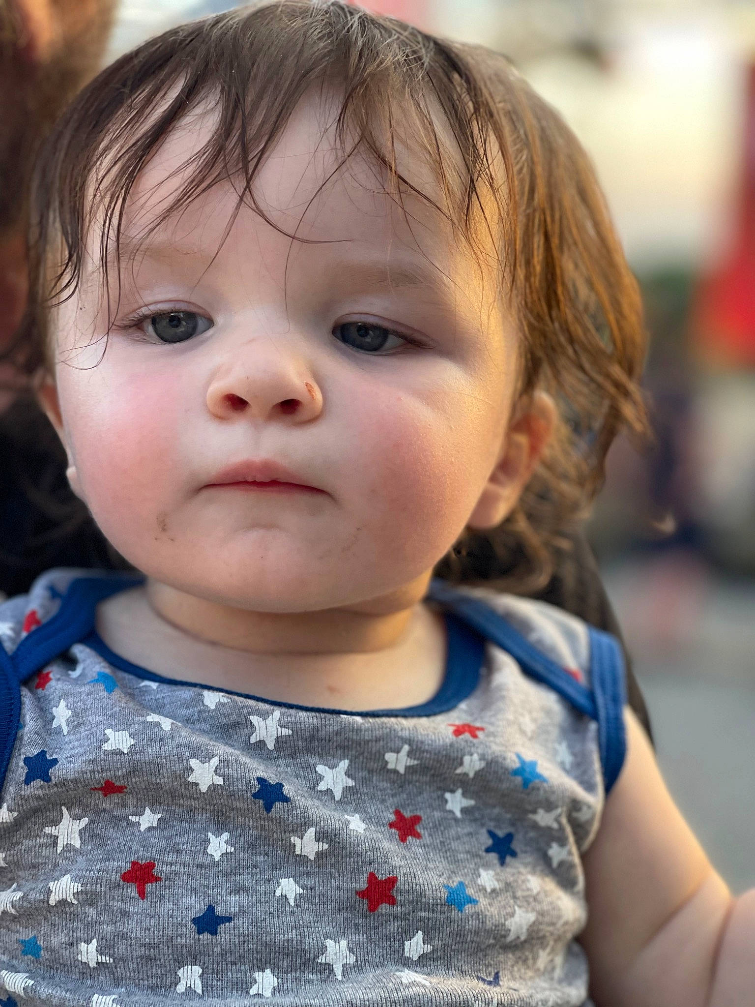 Cain is registered to the contest to win money with this photo: baby, baby_toddler_clothing, beauty, blond, cheek, child, eyelash, facial_expression, fun, hairstyle, happy, iris, lip, mouth, nose, person, skin, sleeve, standing, t_shirt