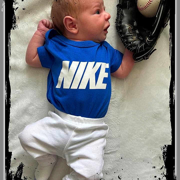 Michael joined the competition — help win amazing prizes! baby, ball, baseball, baseballball, baseballglove, bodypart, clothing, face, footwear, glove, head, pants, people, person, photography, portrait, shoe, shorts, sport, t_shirt