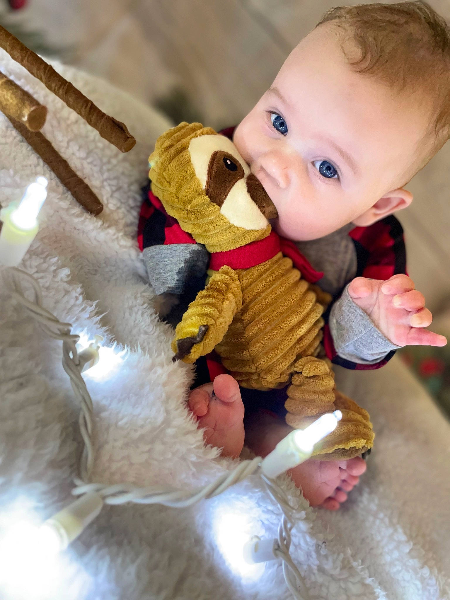 Theo joined the competition — help win amazing prizes! baby, baby_products, baby_toddler_clothing, baby_toys, cheek, child, doll, fawn, finger, fun, fur, happy, person, plush, sitting, sleeve, stuffed_toy, teddy_bear, toddler, toy
