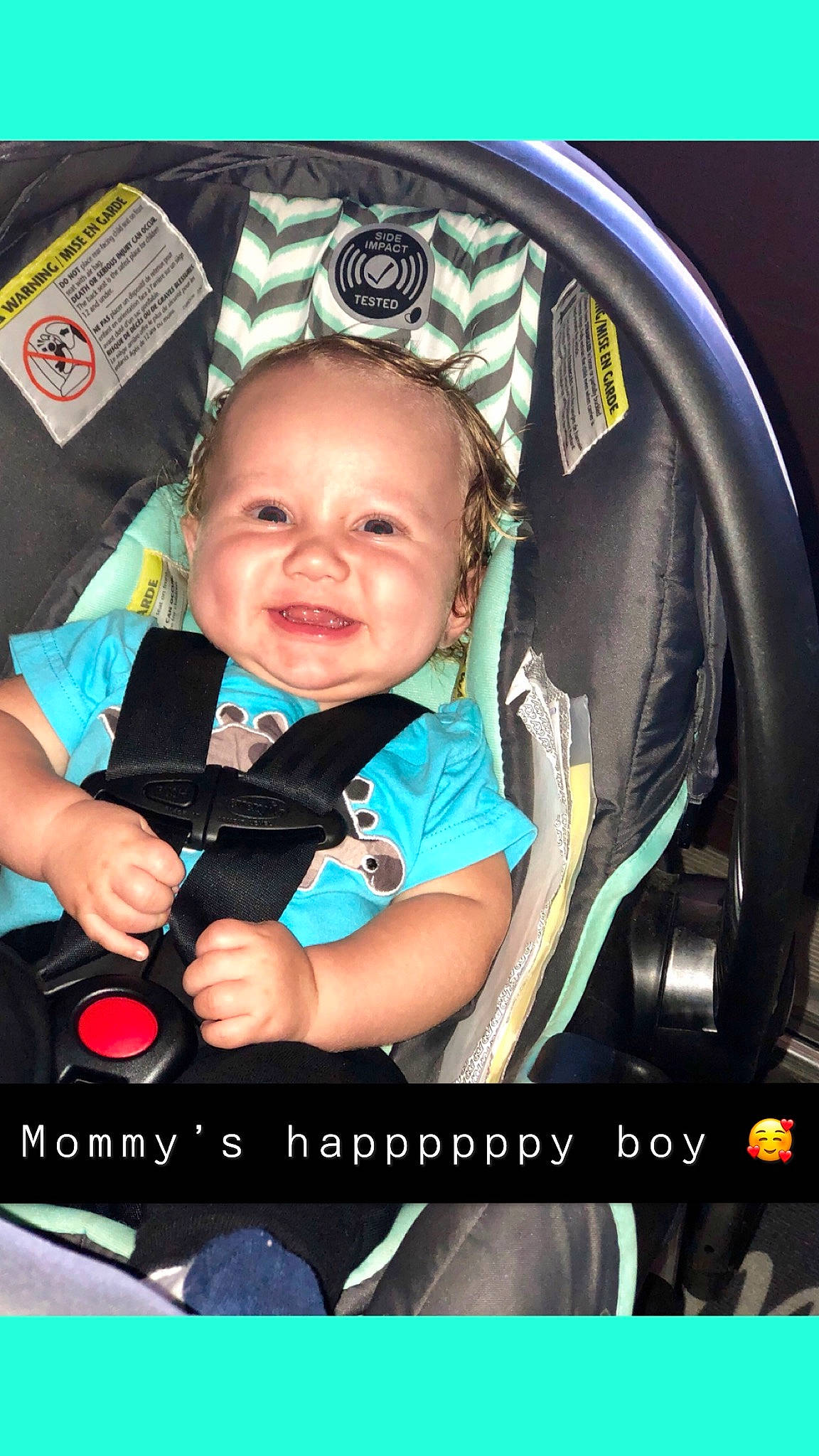 Malikai joined the competition — help win amazing prizes! baby, baby_carriage, baby_in_car_seat, baby_products, car_seat, child, joy, person, photo_caption, photography, play, product, seat_belt, toddler