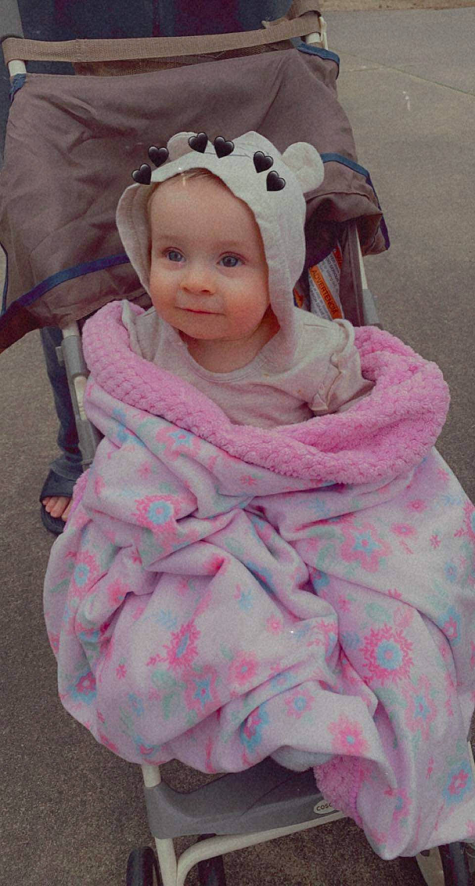 Jesslynn Kelly-rose is registered to the contest to win money with this photo: baby, baby_carriage, baby_products, baby_toddler_clothing, cap, cheek, child, comfort, dress, event, eyelash, happy, headgear, headwear, magenta, pattern, person, pink, skin, sleeve