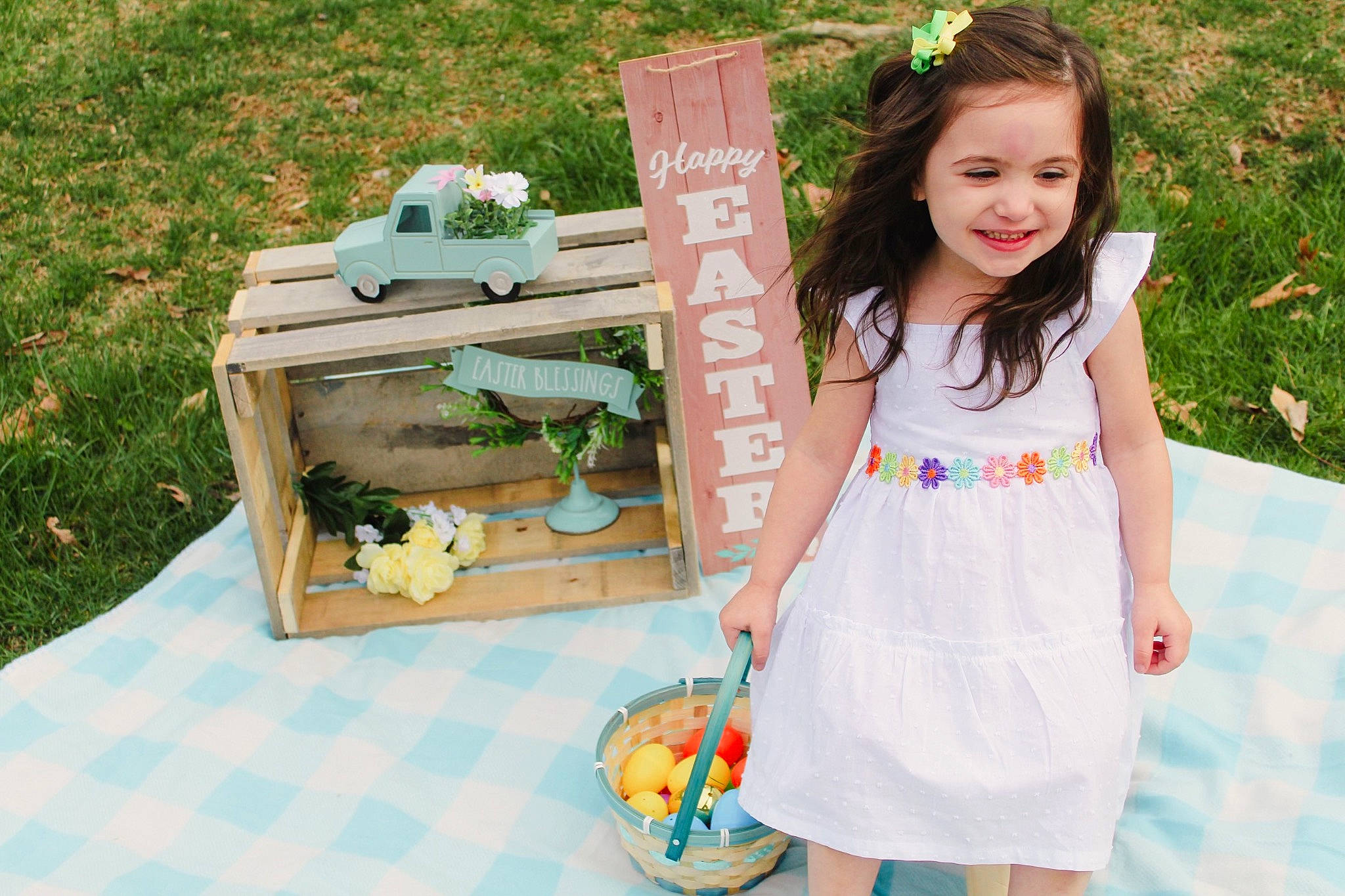 Elaina joined the competition — help win amazing prizes! baby_toddler_clothing, bag, child, day_dress, fun, grass, green, happy, joy, landscape, leisure, pattern, person, plant, play, recreation, sleeve, smile, summer, t_shirt