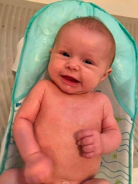 Karsyn joined the competition — help win amazing prizes! baby, baby_bathing, baby_making_funny_faces, bathing, cheek, child, chin, eye, face, facial_expression, forehead, hand, head, lip, mouth, nose, person, product, skin, smile