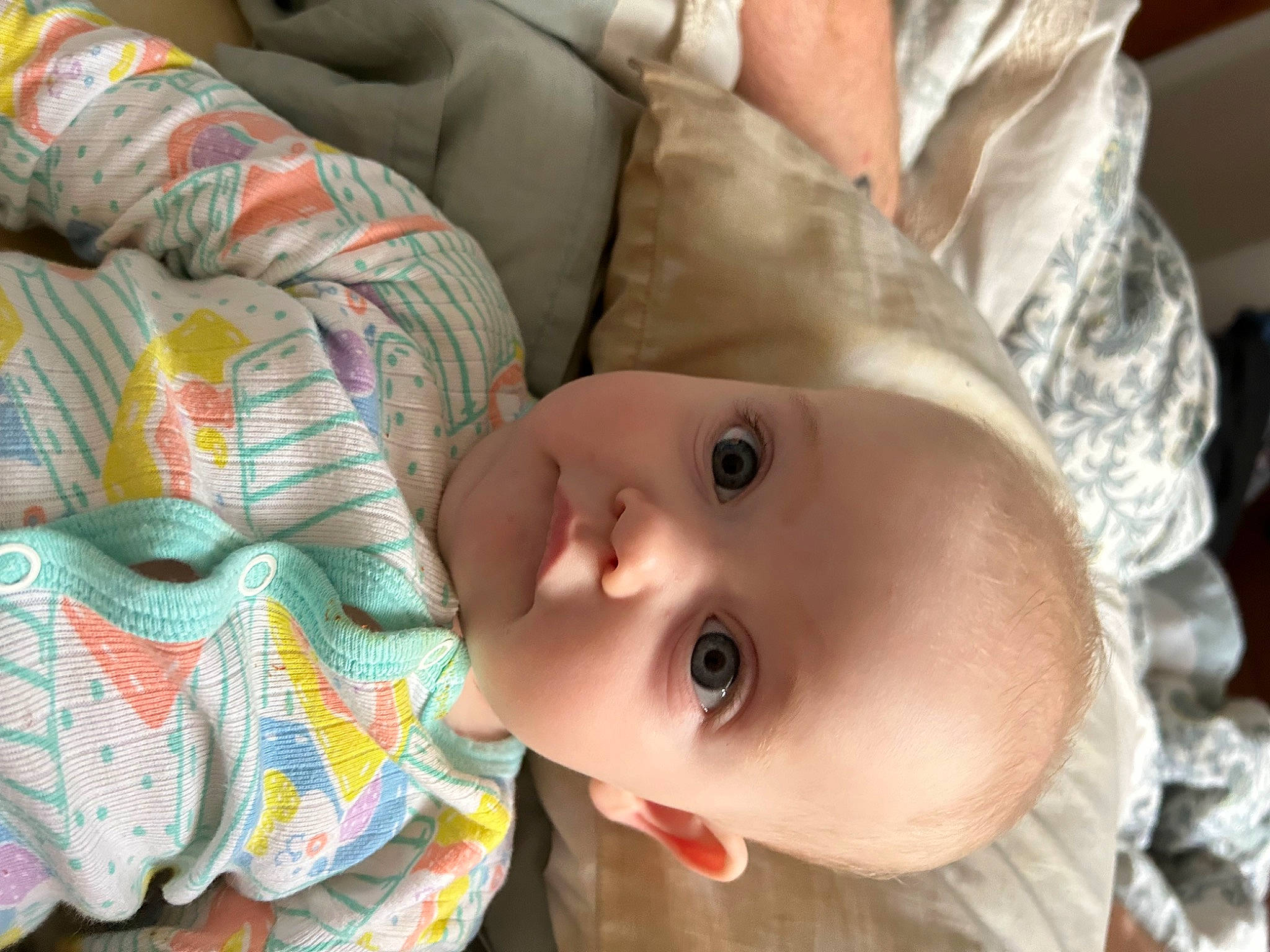 Mabel joined the competition — help win amazing prizes! baby, baby_toddler_clothing, cheek, child, chin, comfort, eye, eyelash, grass, happy, linens, lip, mammal, mouth, nose, person, plant, skin, smile, toddler