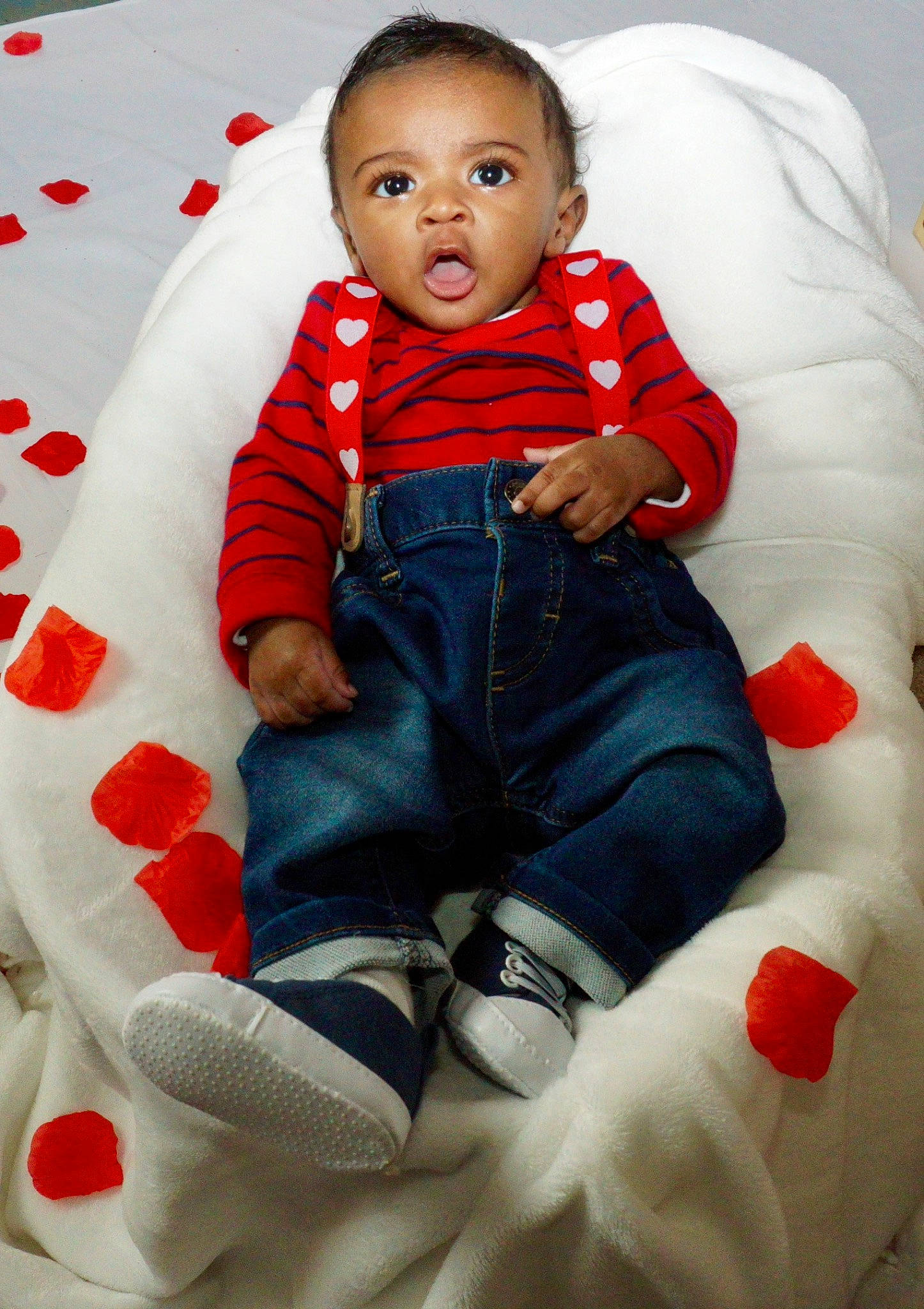 Teon joined the competition — help win amazing prizes! arm, baby, baby_toddler_clothing, cheek, comfort, eye, face, finger, fun, hair, happy, head, human_body, nose, organ, person, red, skin, sleeve, surprise