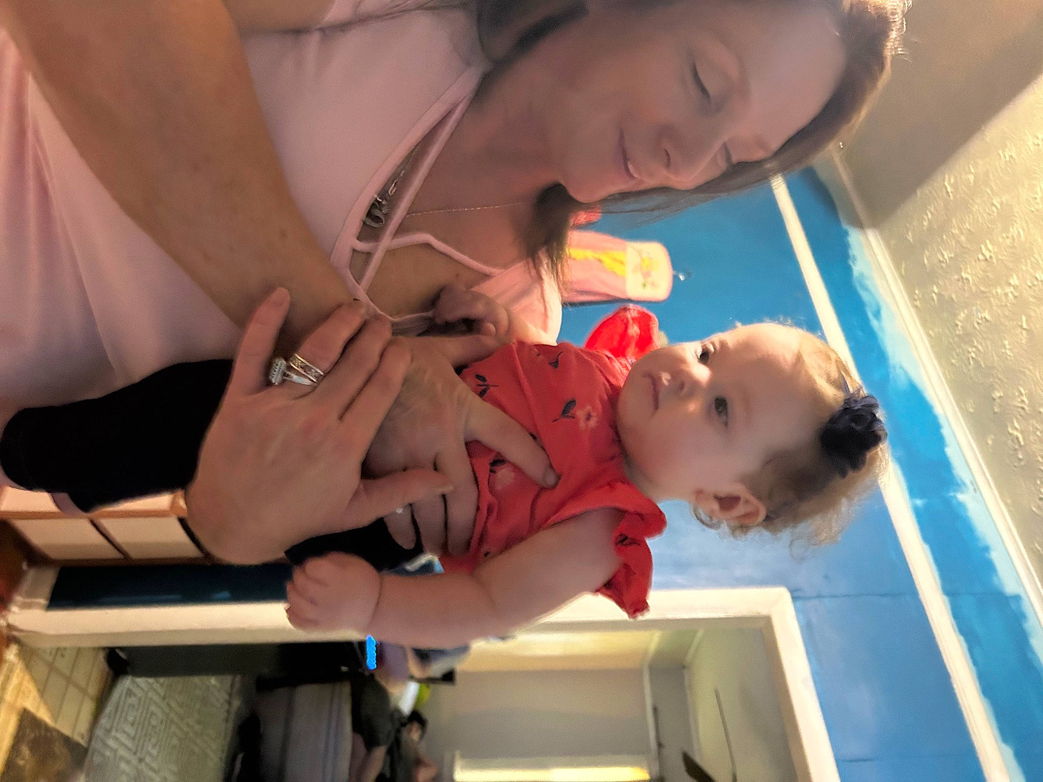 Aria is registered to the contest to win money with this photo: arm, baby, baby_products, chest, child, comfort, elbow, finger, fun, gesture, happy, joint, joy, mouth, nail, person, room, skin, smile, toddler