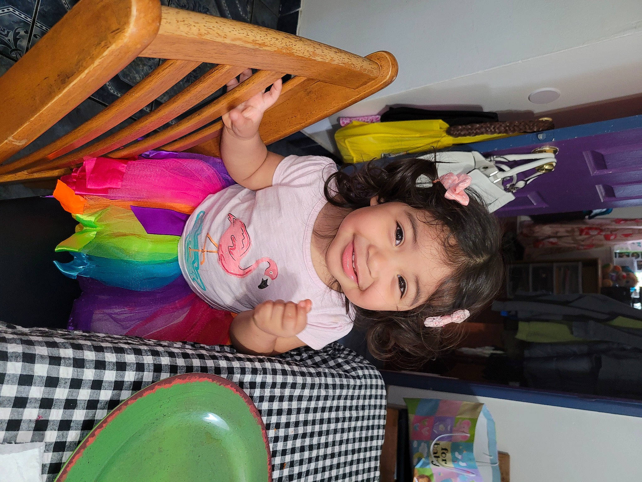 Bethany is registered to the contest to win money with this photo: baby, baby_toddler_clothing, balloon, chair, child, comfort, event, fun, happy, joy, leisure, pattern, person, play, room, smile, t_shirt, toddler, vacation, white