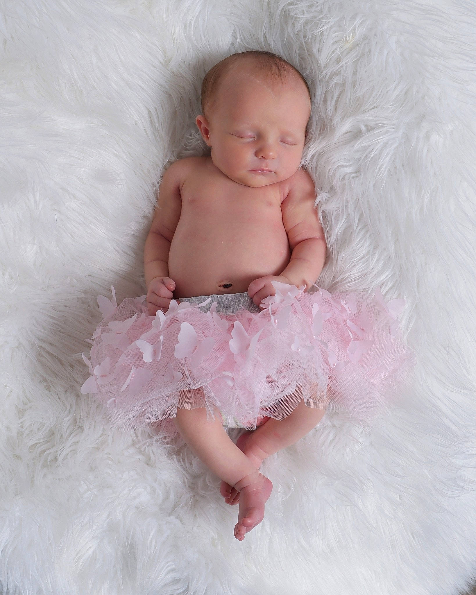 Emaline joined the competition — help win amazing prizes! abdomen, baby, baby_toddler_clothing, barefoot, chest, child, comfort, embellishment, event, foot, fun, fur, happy, peach, person, pink, ruffle, sitting, stomach, textile