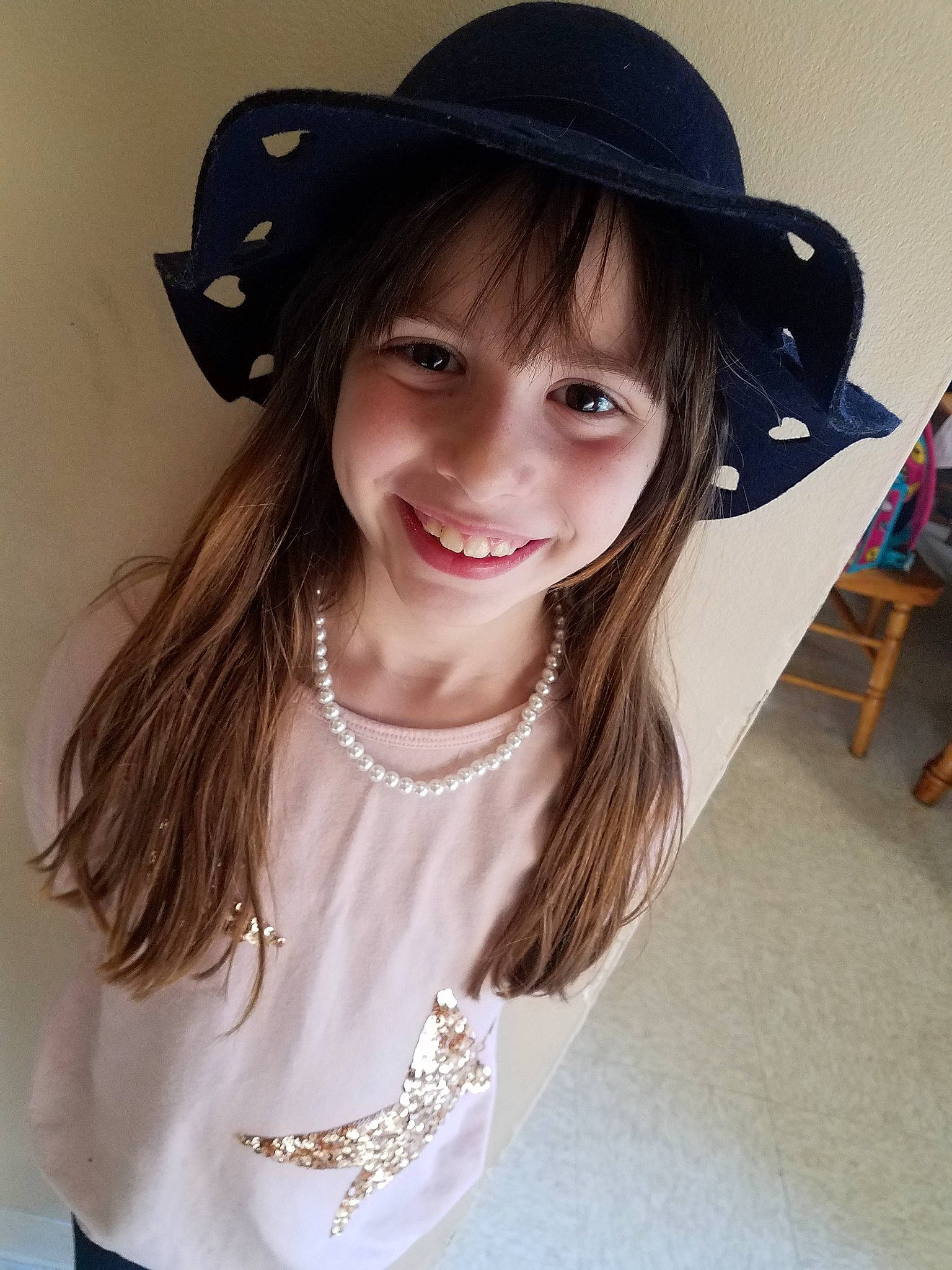 Lilianna joined the competition — help win amazing prizes! black_hair, brown_hair, clothing, costume_accessory, costume_hat, cowboy_hat, fashion_accessory, fedora, hair, hat, headgear, joy, lip, long_hair, person, smile, sun_hat, white